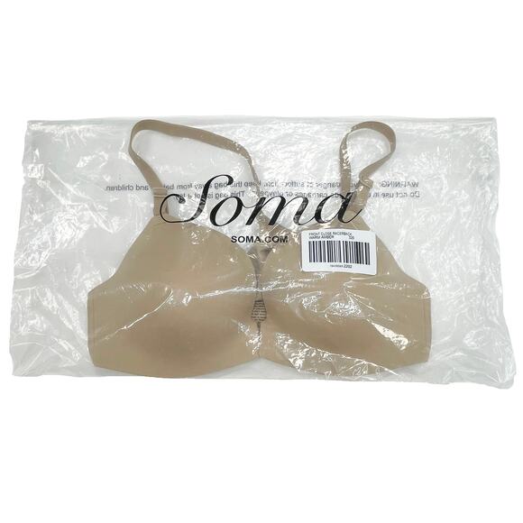 Soma Enbliss Front Close Racerback Bra Sz 32B New $54 Warm Amber Tan - Picture 8 of 8